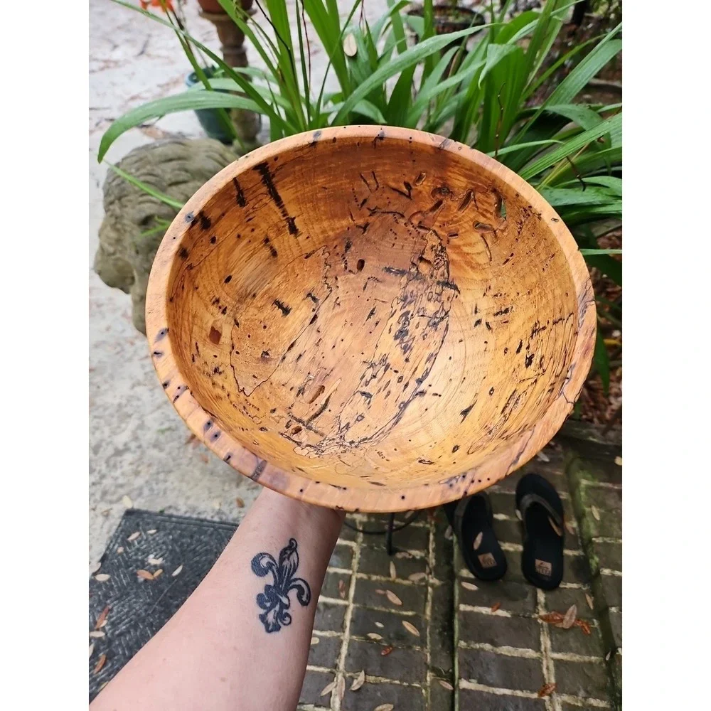 Spalted Wood Bowl Hand Turned 10.5